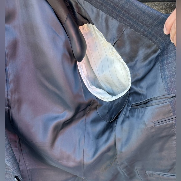 Canali 1934 men’s dark blue plaid 100% wool sports coat blazer EUC, size 38R - Picture 8 of 8